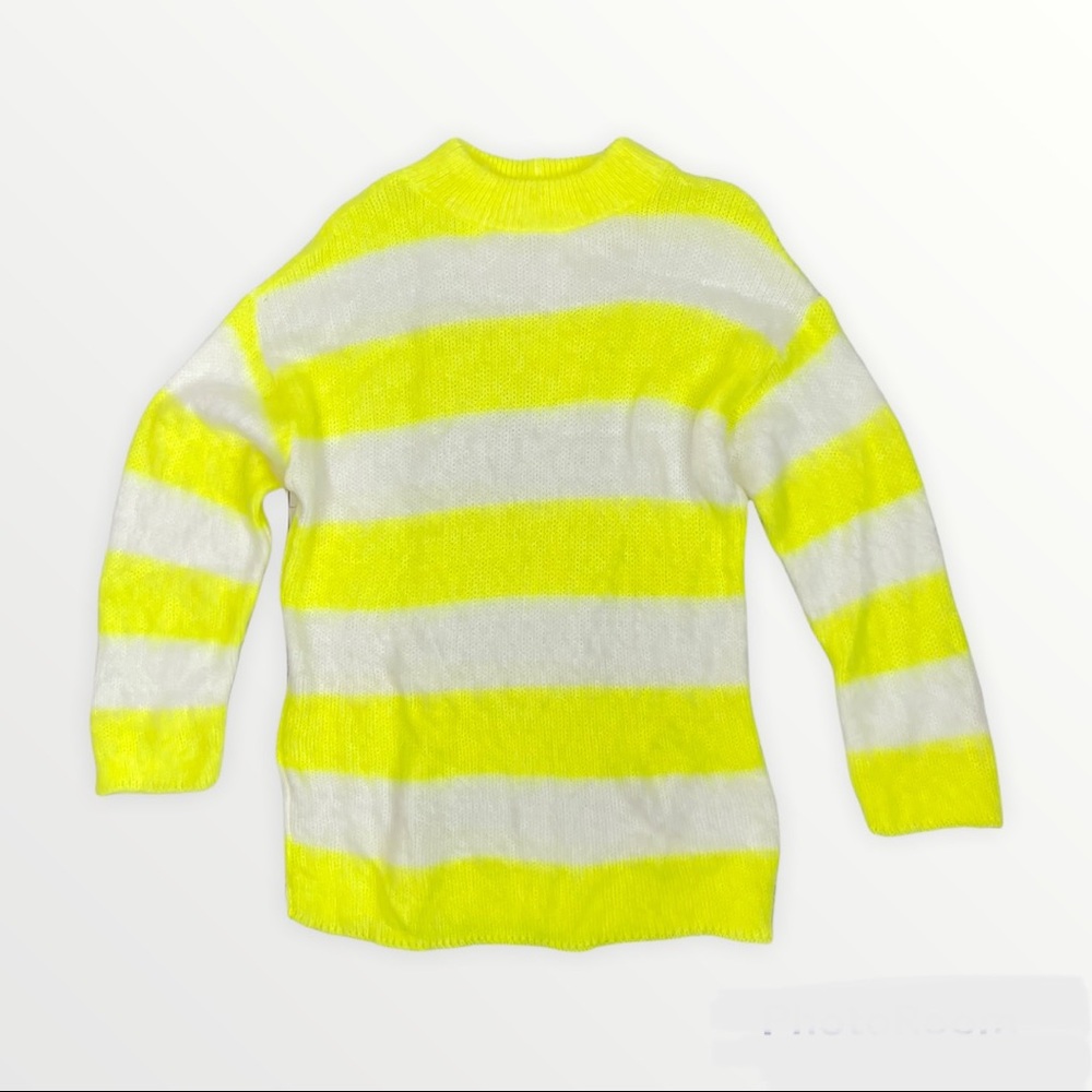 Abound Highlighter yellow and White Striped Sweater